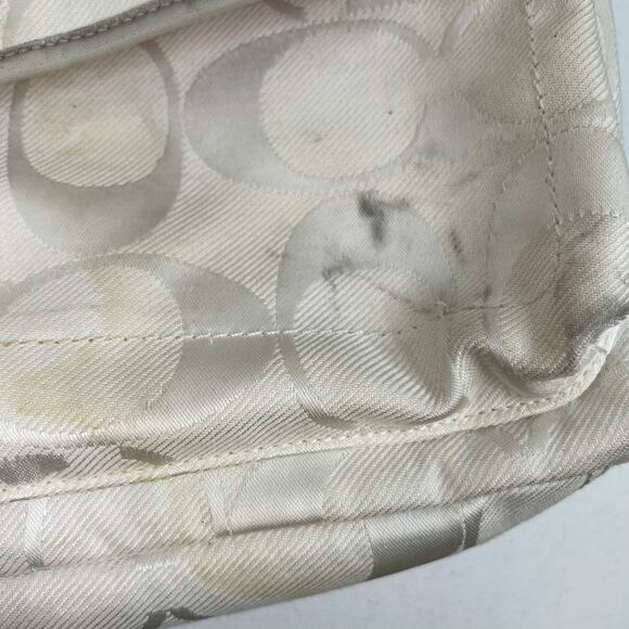 Coach White Kyra Bag Signature C Print Messenger Jacquard Fabric Crossbody READ - Picture 4 of 13